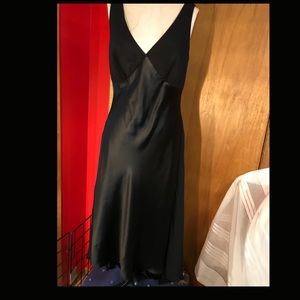 Black Silk Bias High Low Dress Chiffon Insets S 10